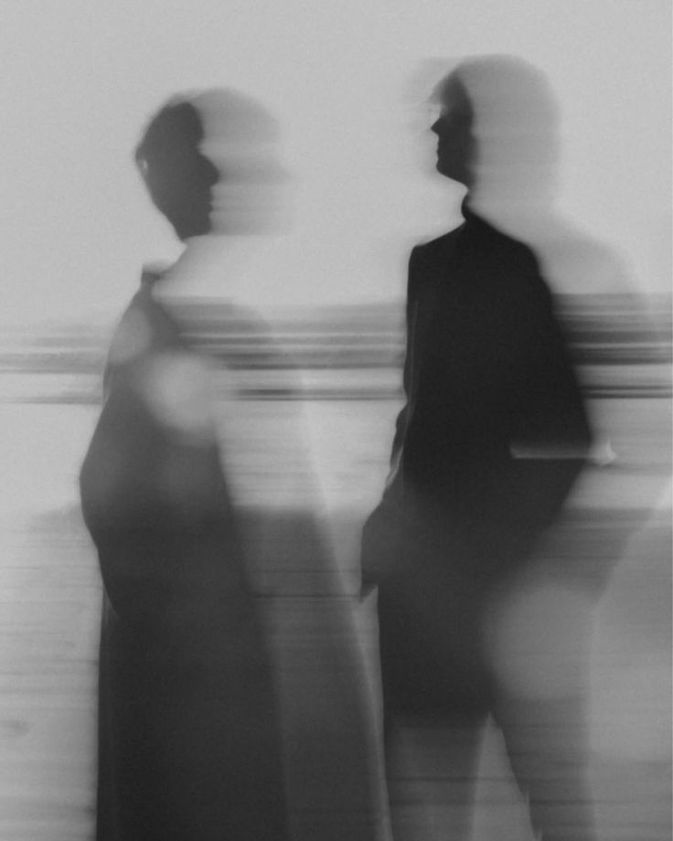 Blurred image of a couple in black and white