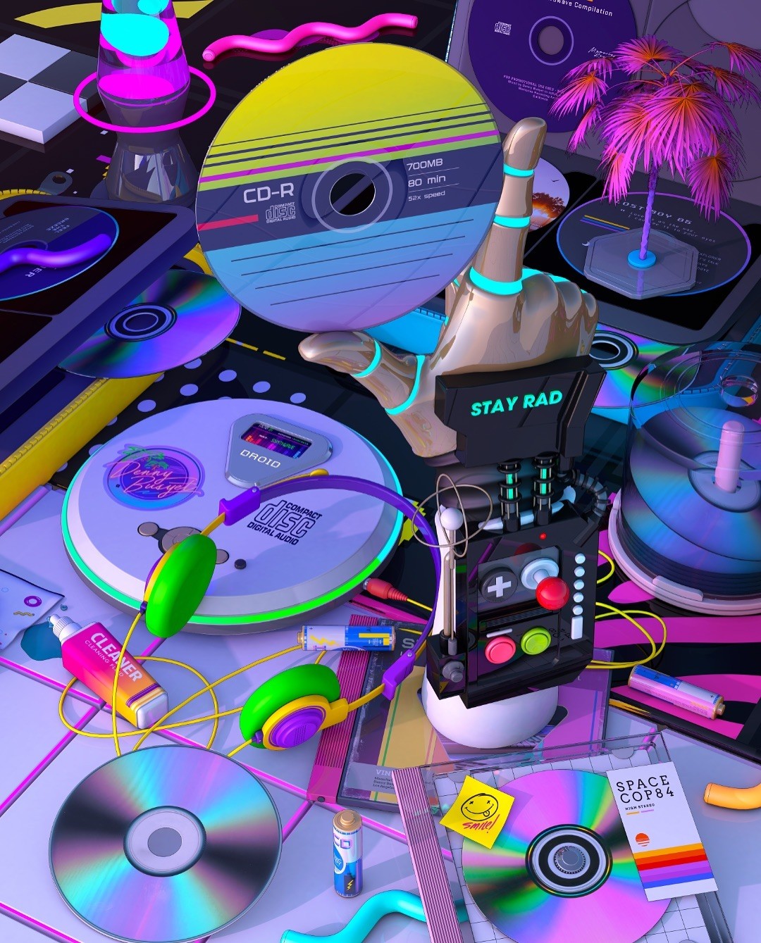 An image showing a CD-R and other paraphernalia from the 90s era